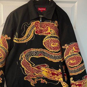 supreme dragon work jacket fw18 size large black  limited